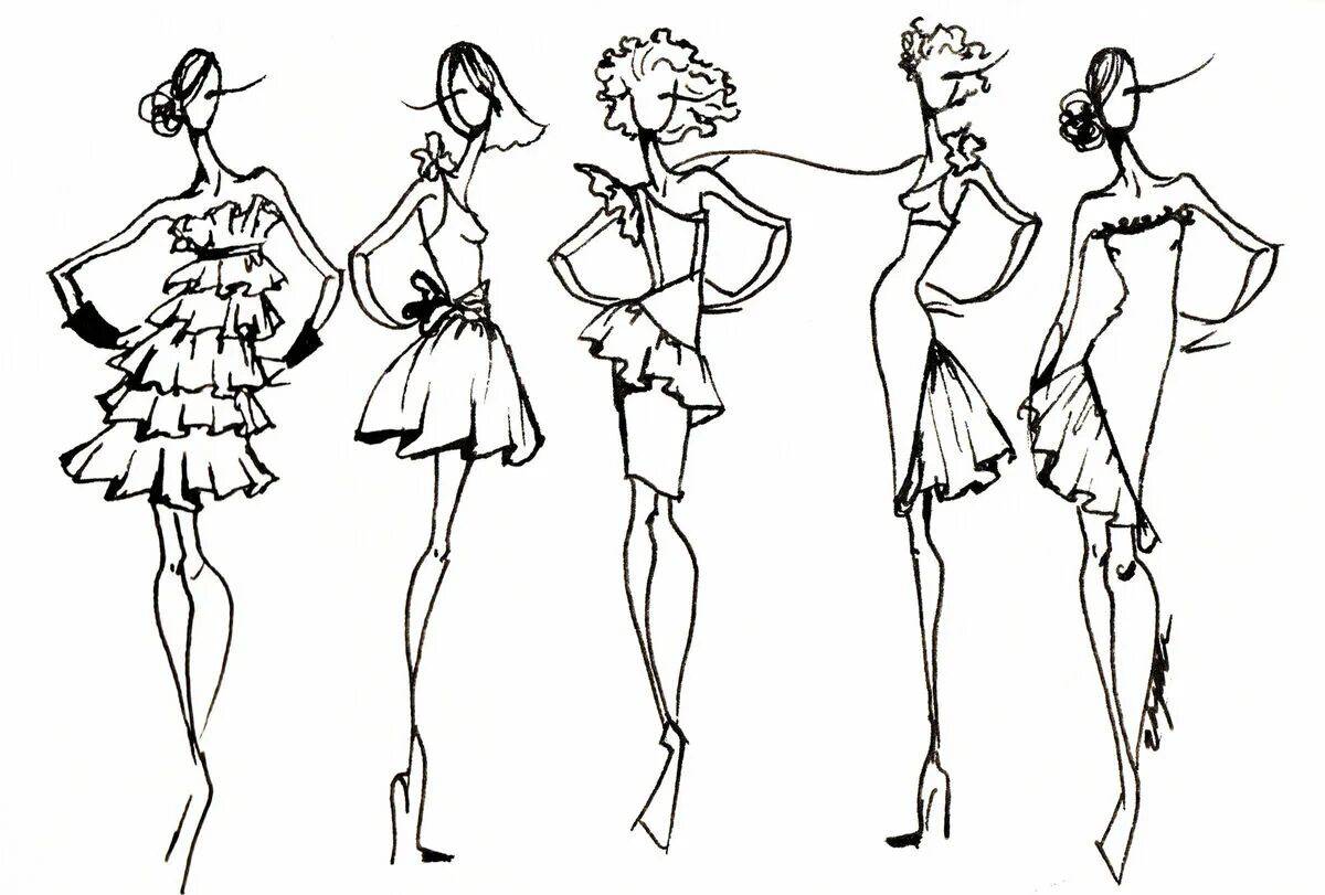 Coloring page charming fashion show