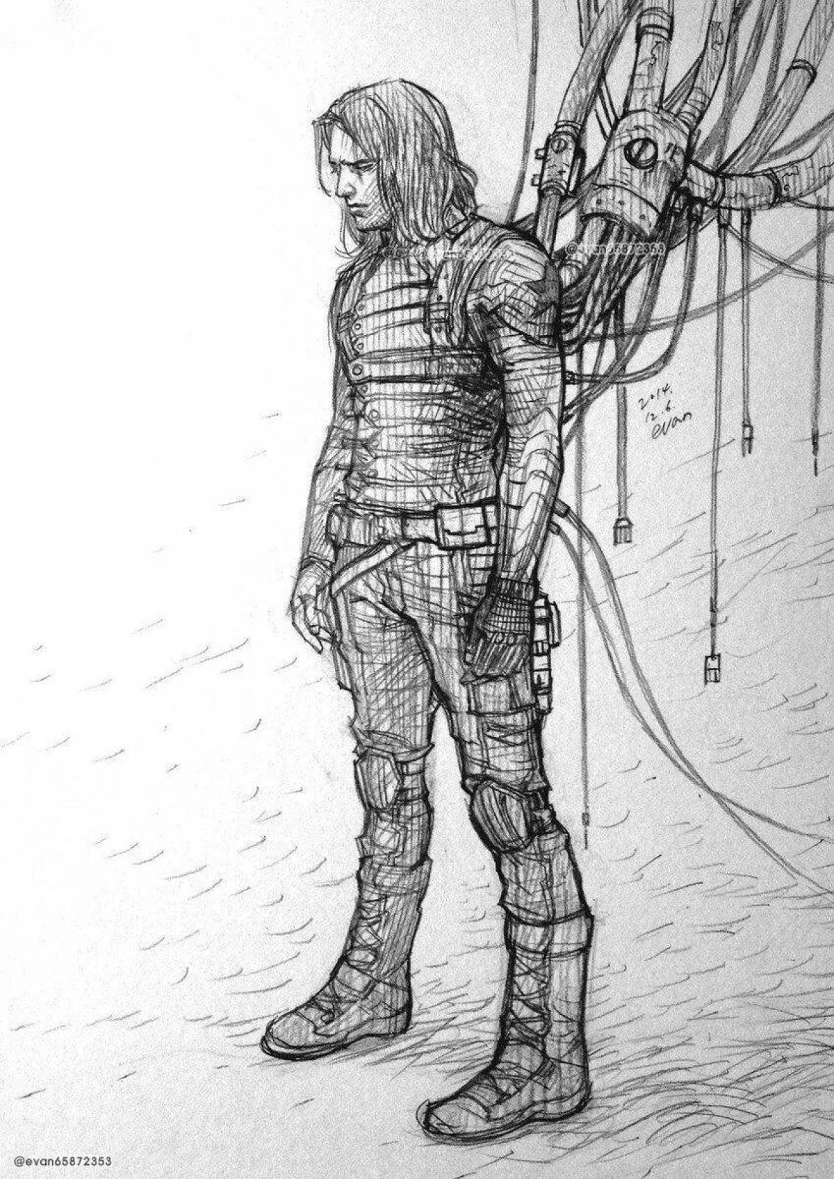 Colorful bucky barnes coloring page