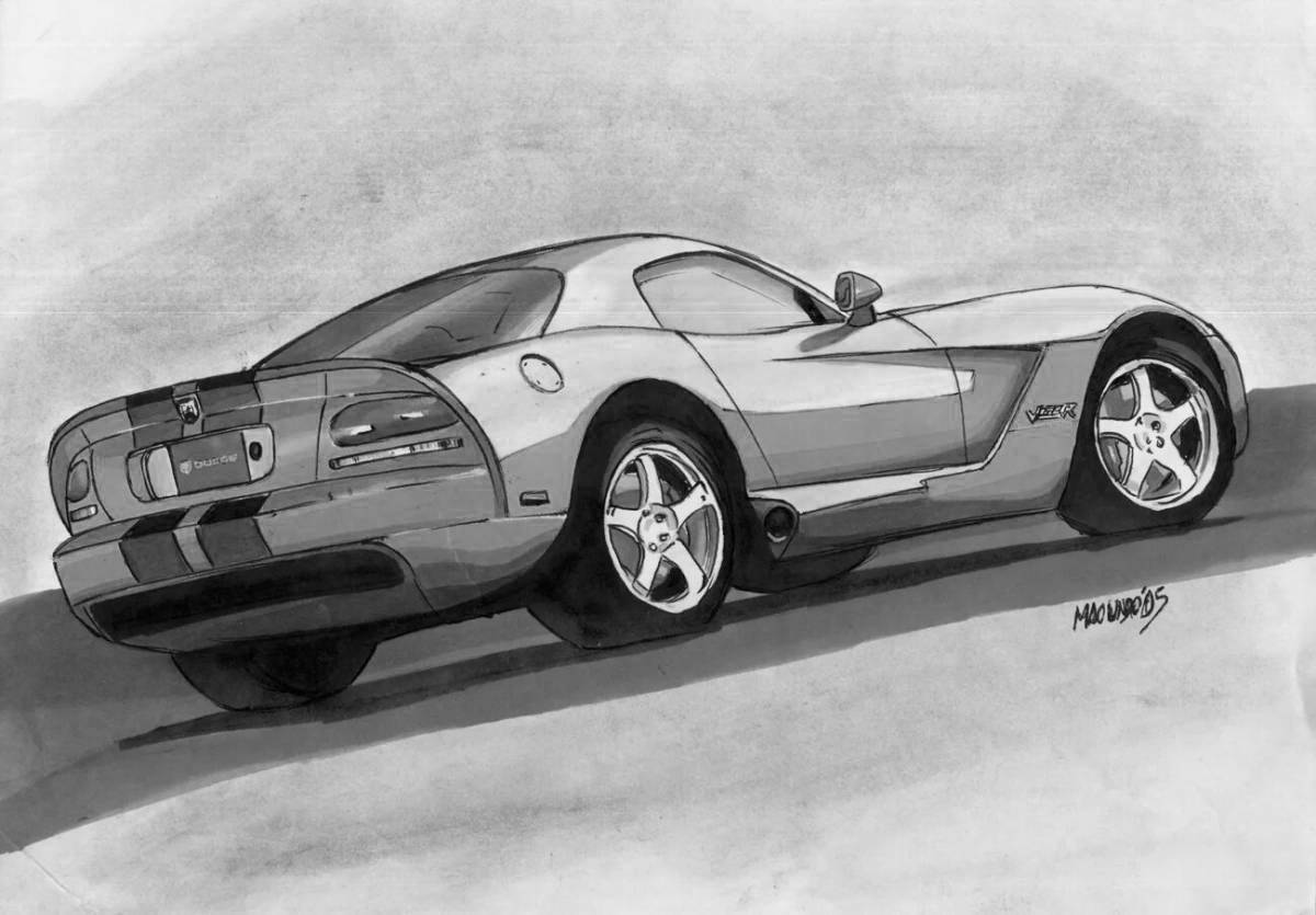 Highly detailed dodge viper coloring page