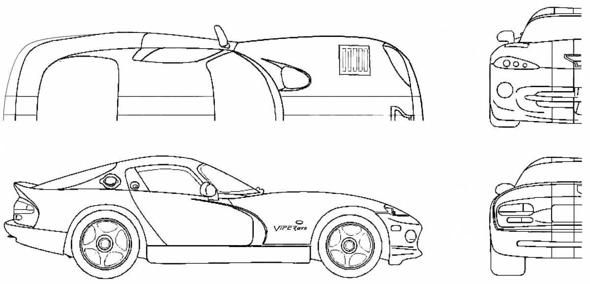 Dodge viper detailed coloring page