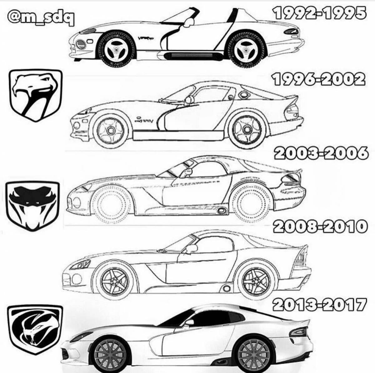 Brilliantly detailed dodge viper coloring page