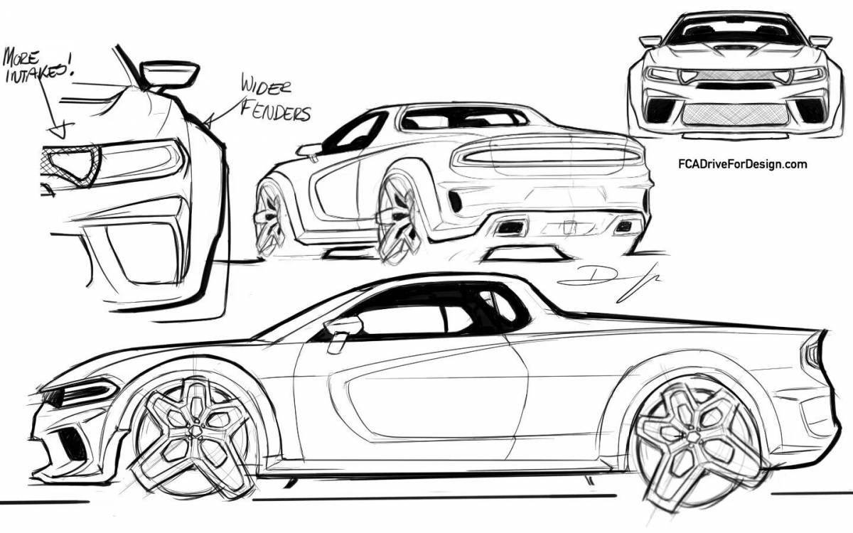 A strikingly realistic dodge viper coloring page