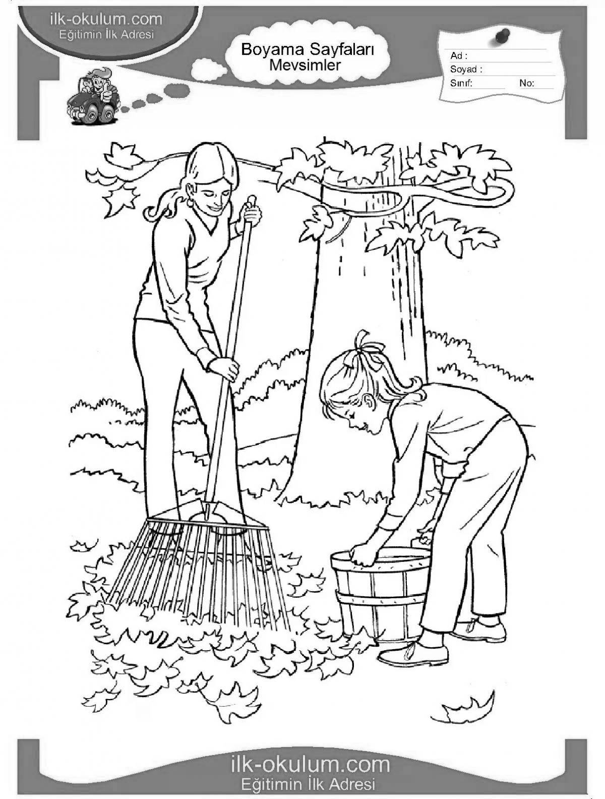 Crazy trash collection coloring page