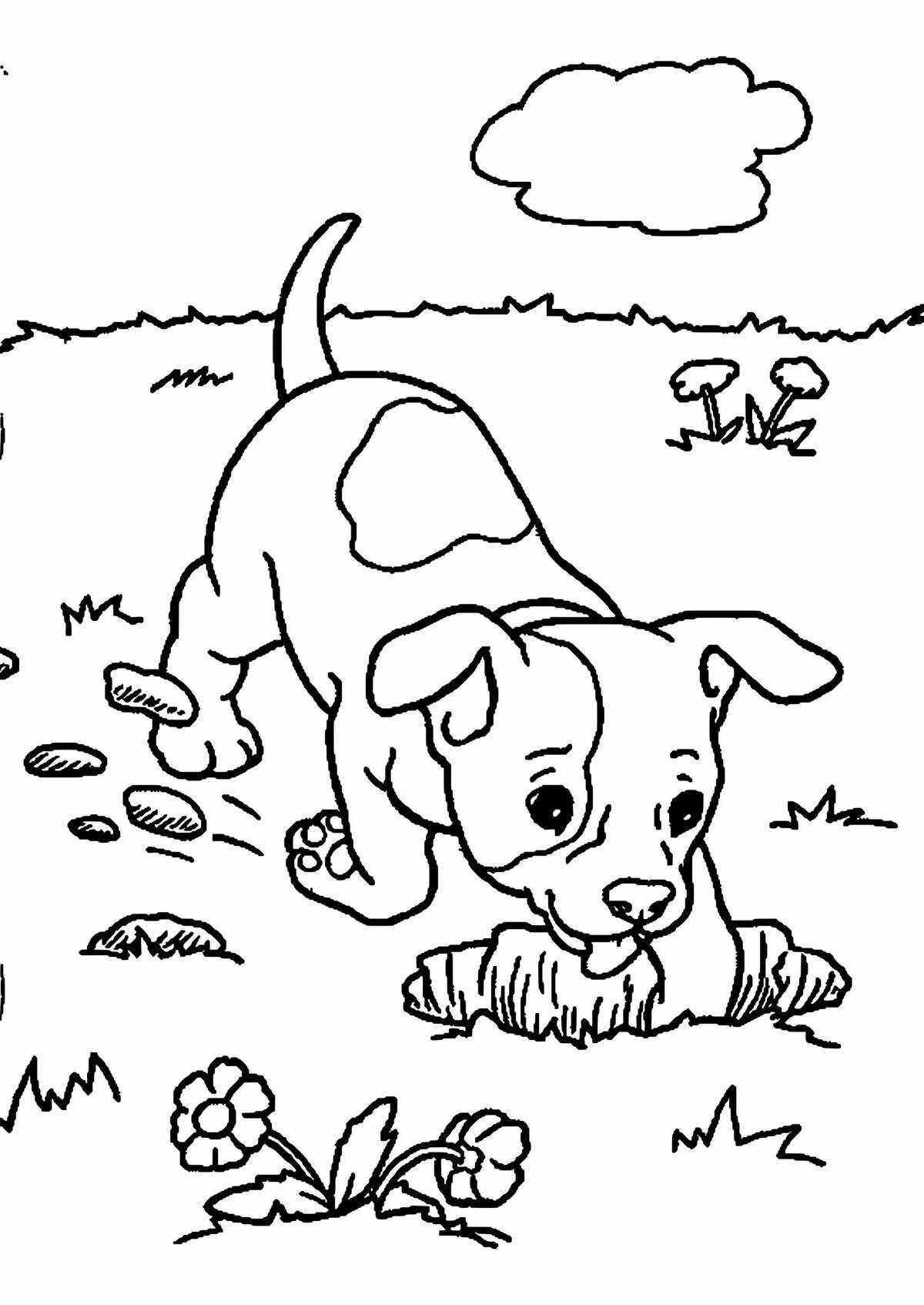 Coloring page excited blue puppy