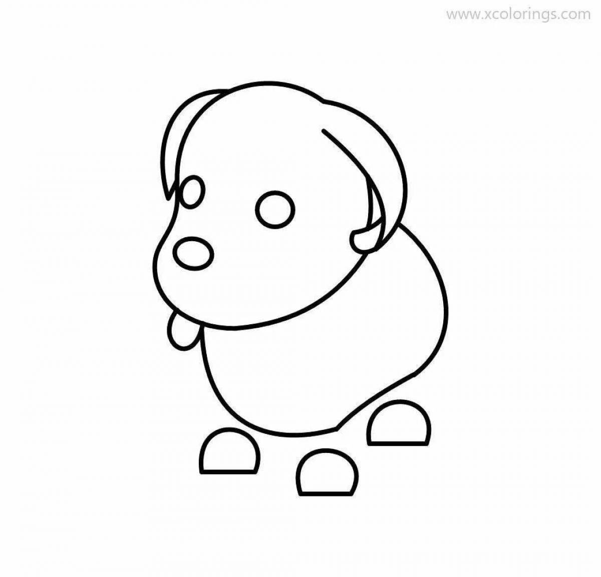 Coloring page affectionate blue puppy