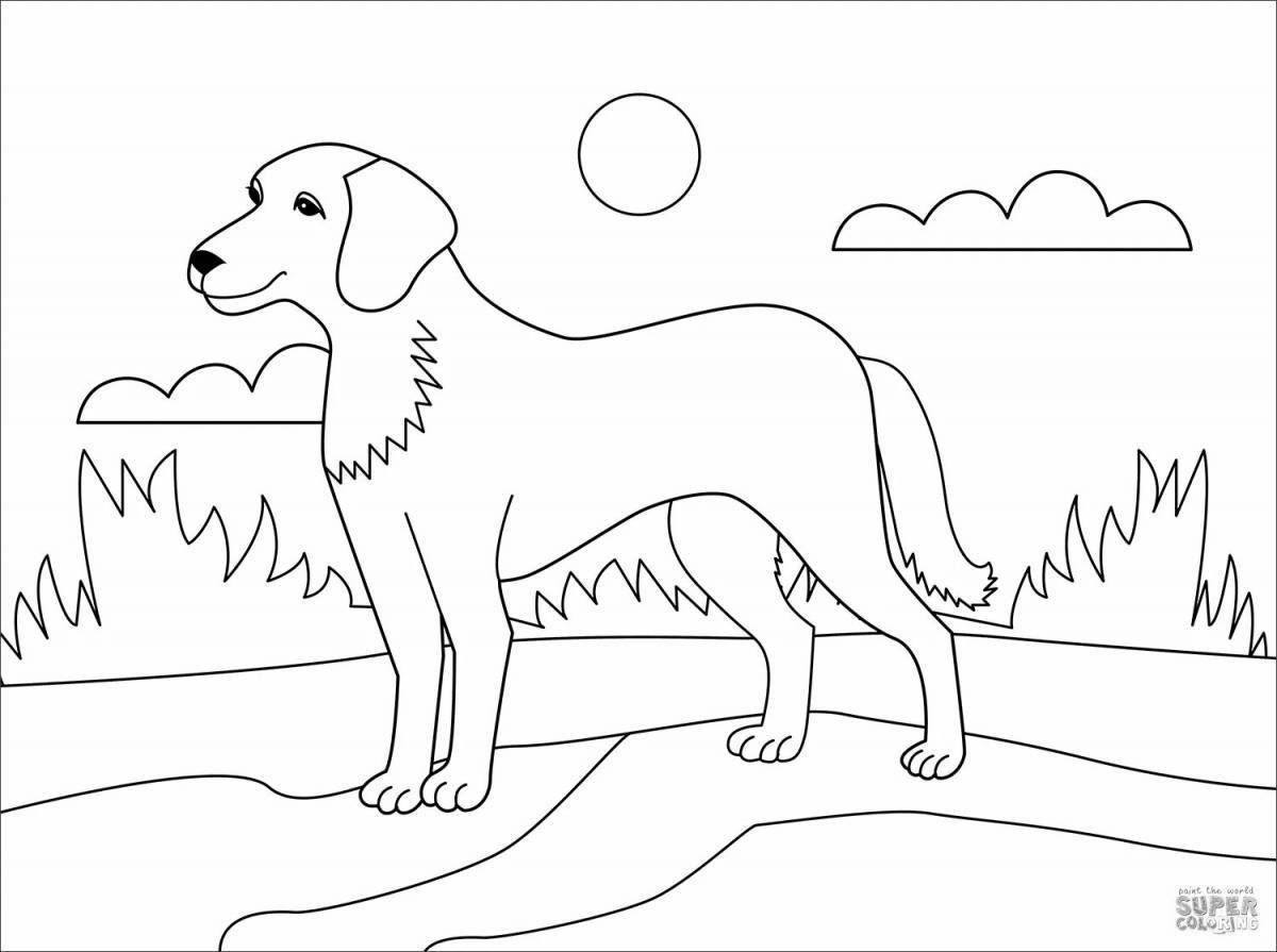 Coloring page loving blue puppy