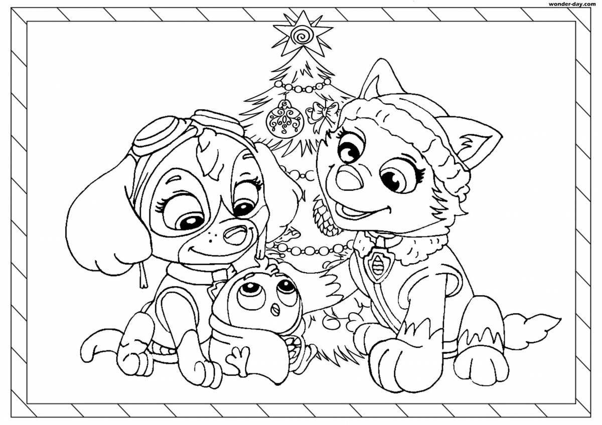 Coloring book playful Everest puppy