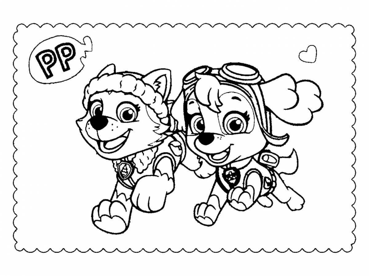 Adorable Everest puppy coloring page