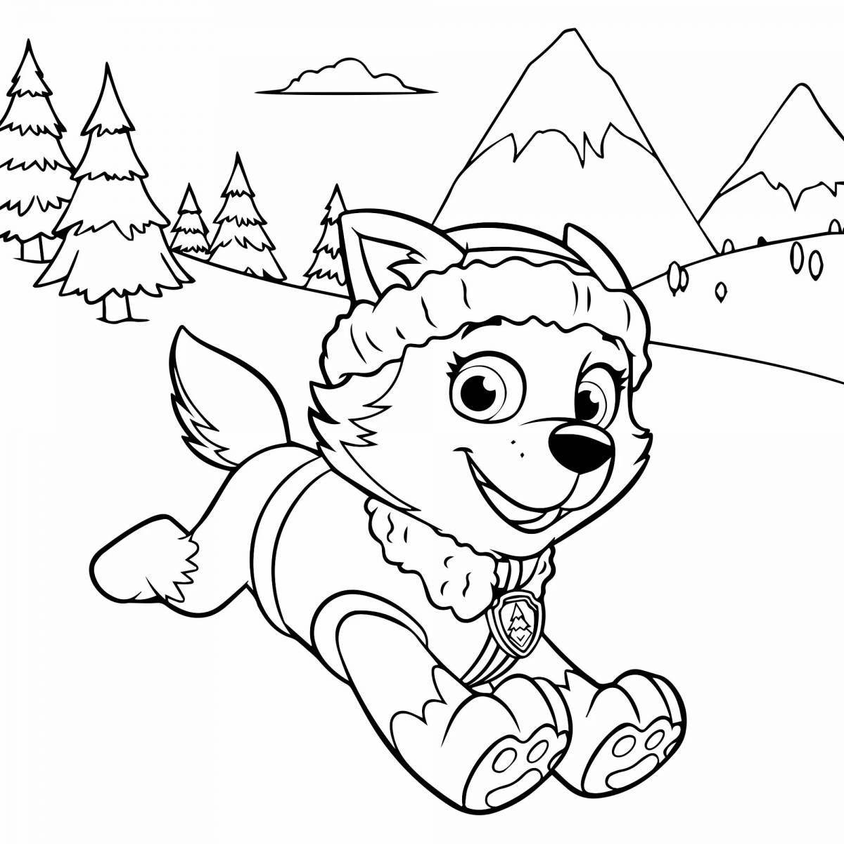 Coloring page funny Everest puppy