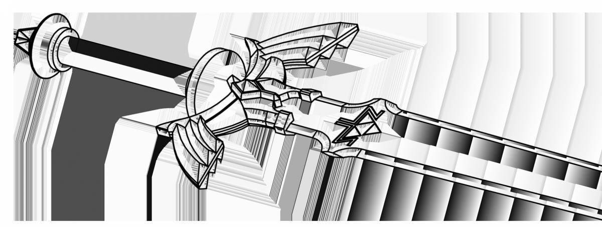 Colorful laser sword coloring page