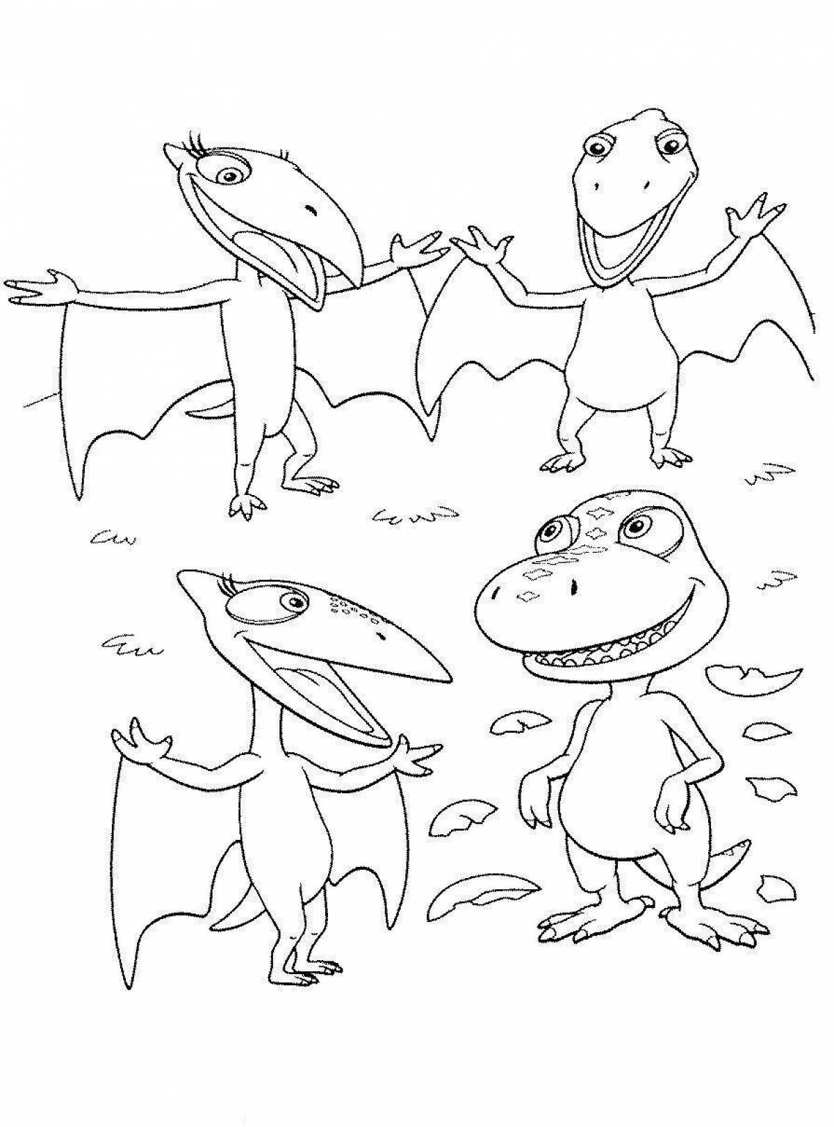 Joyful coloring dino cartoon