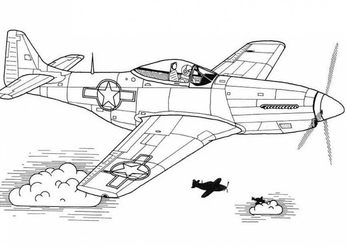 Playful jet coloring page