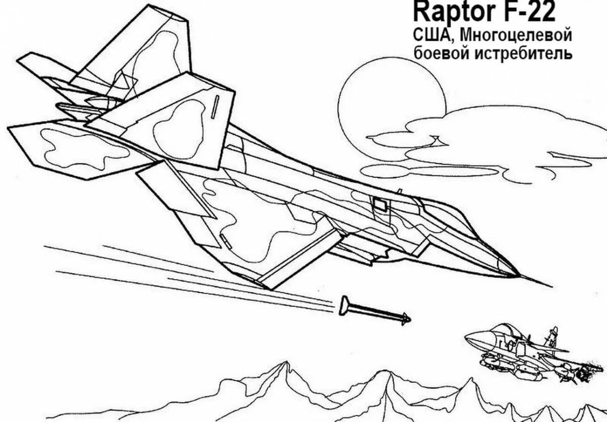 Attractive jet plane coloring page