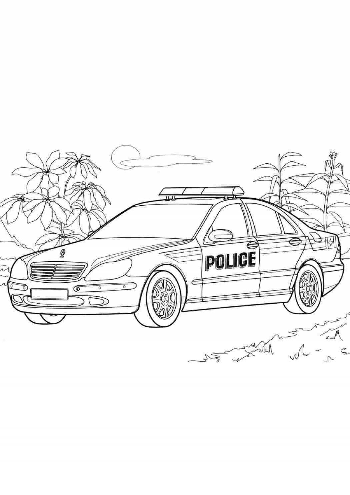 Подробная раскраска mercedes police