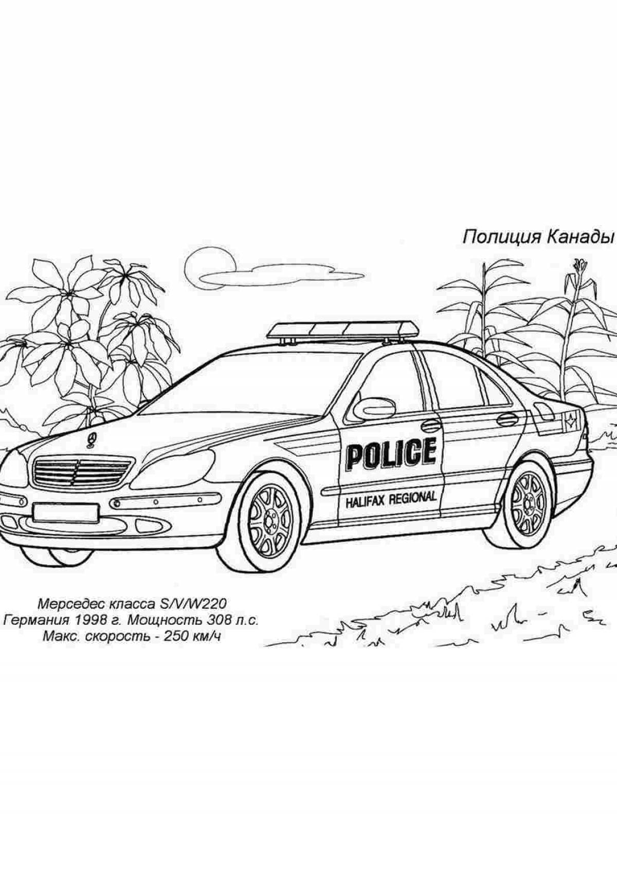 Замысловатая раскраска mercedes police
