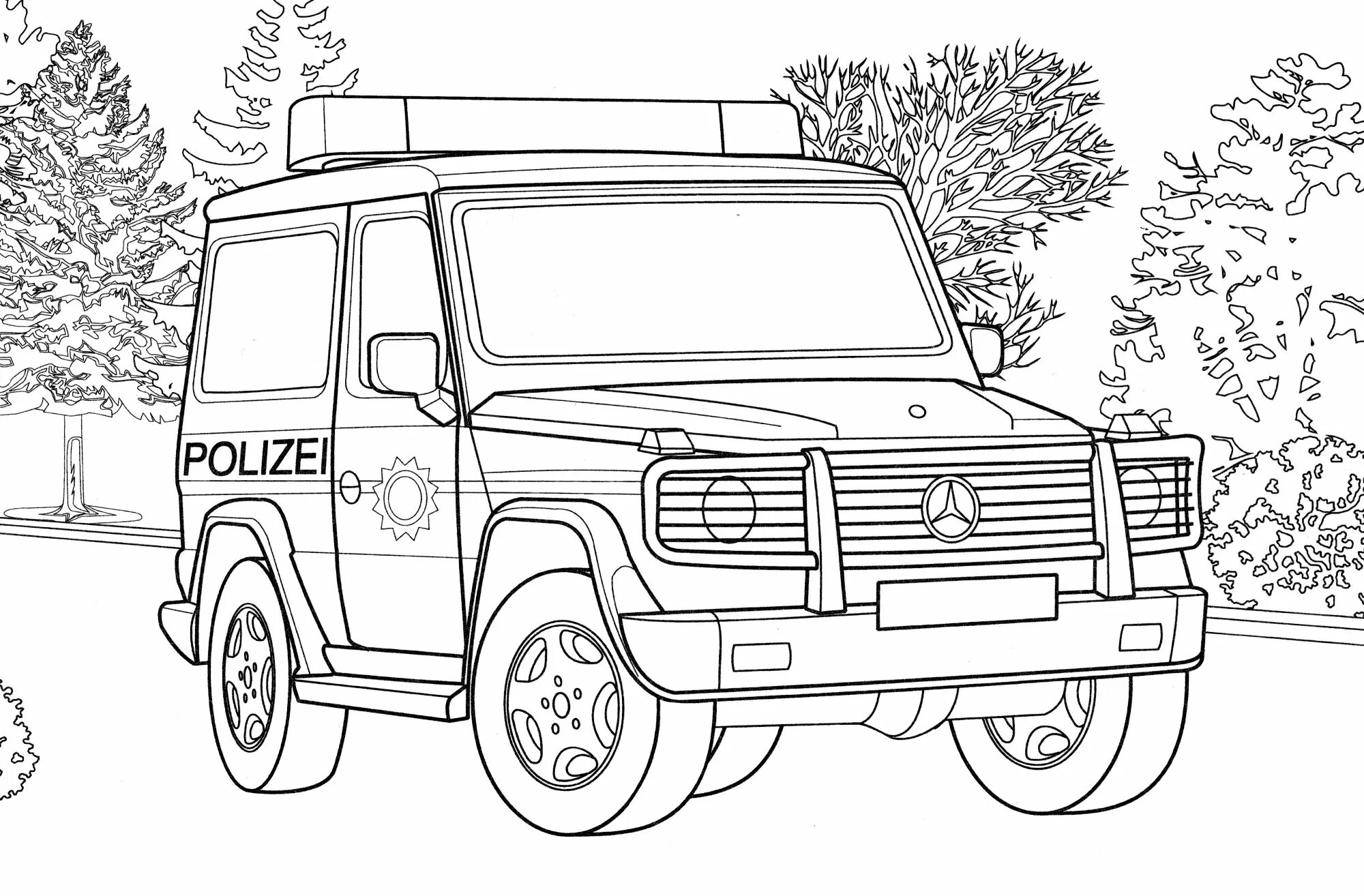 Art coloring mercedes police