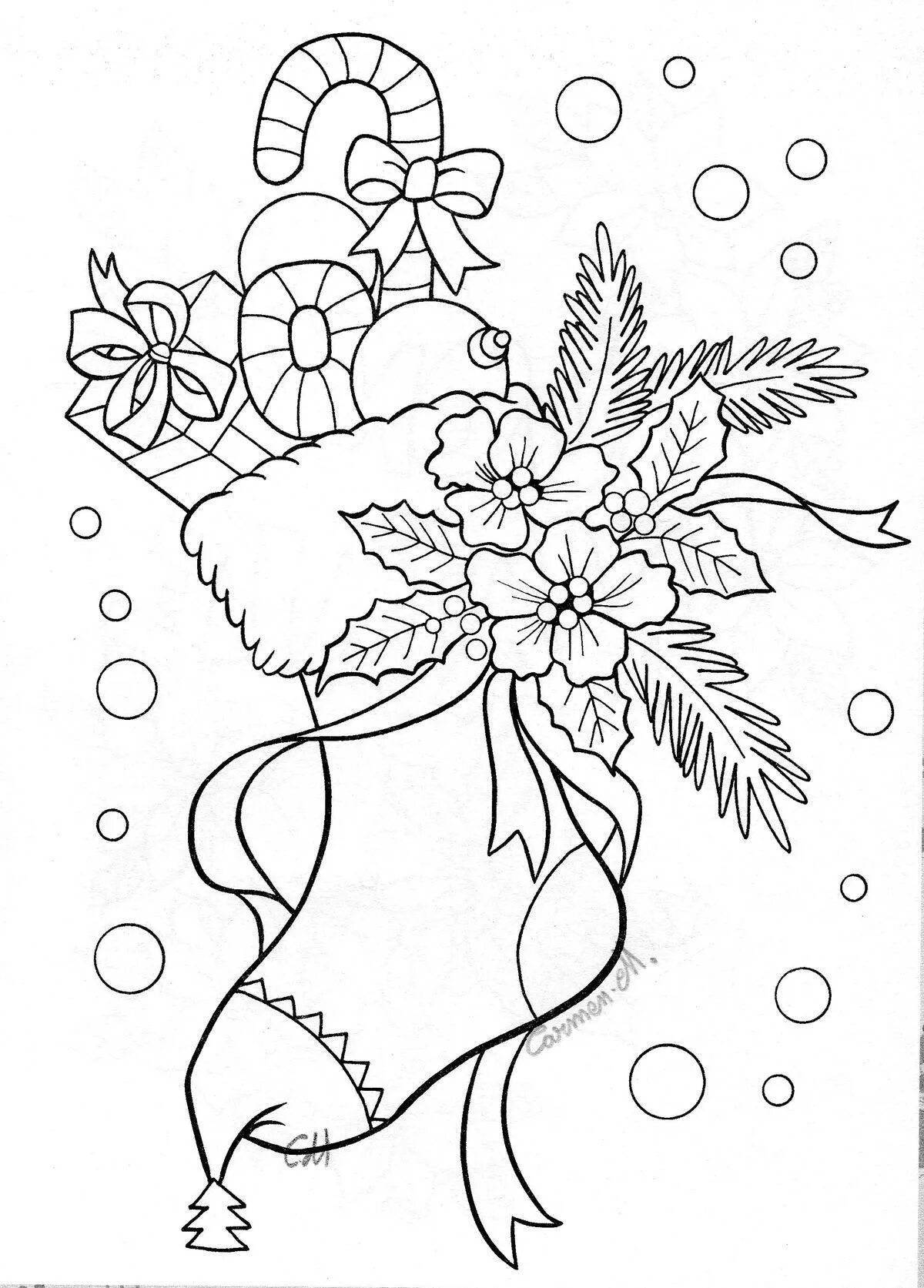 Coloring bright winter bouquet