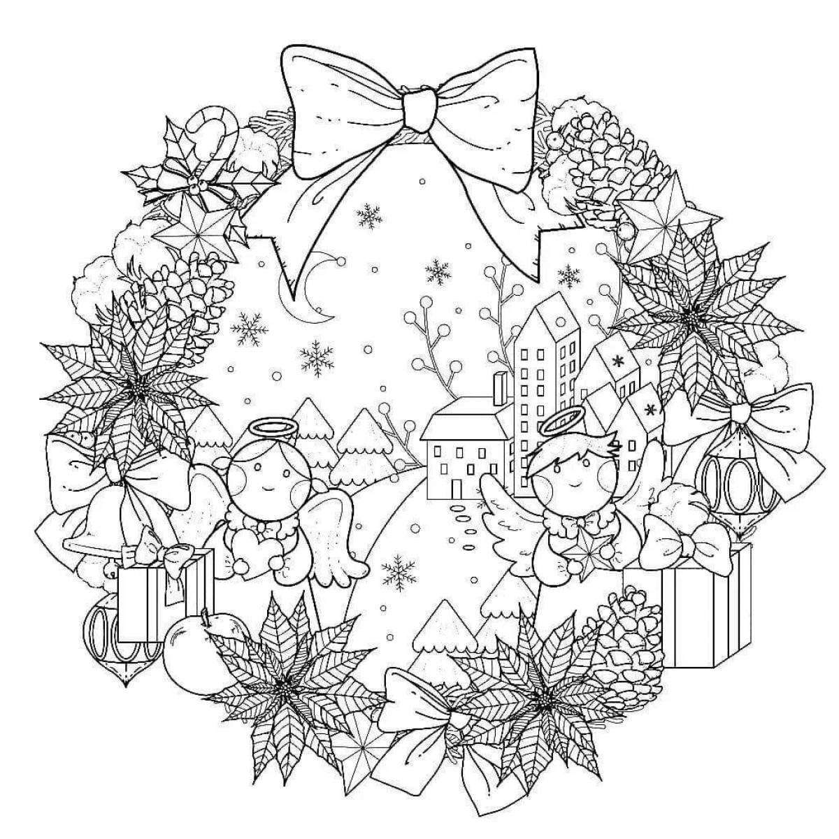 Coloring page whimsical winter bouquet