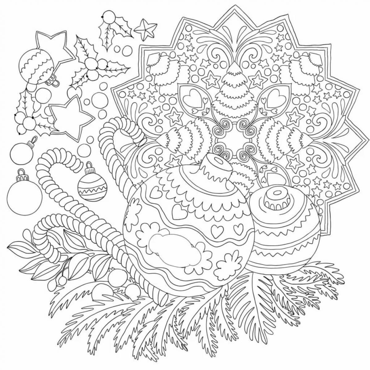 Coloring page inviting winter bouquet
