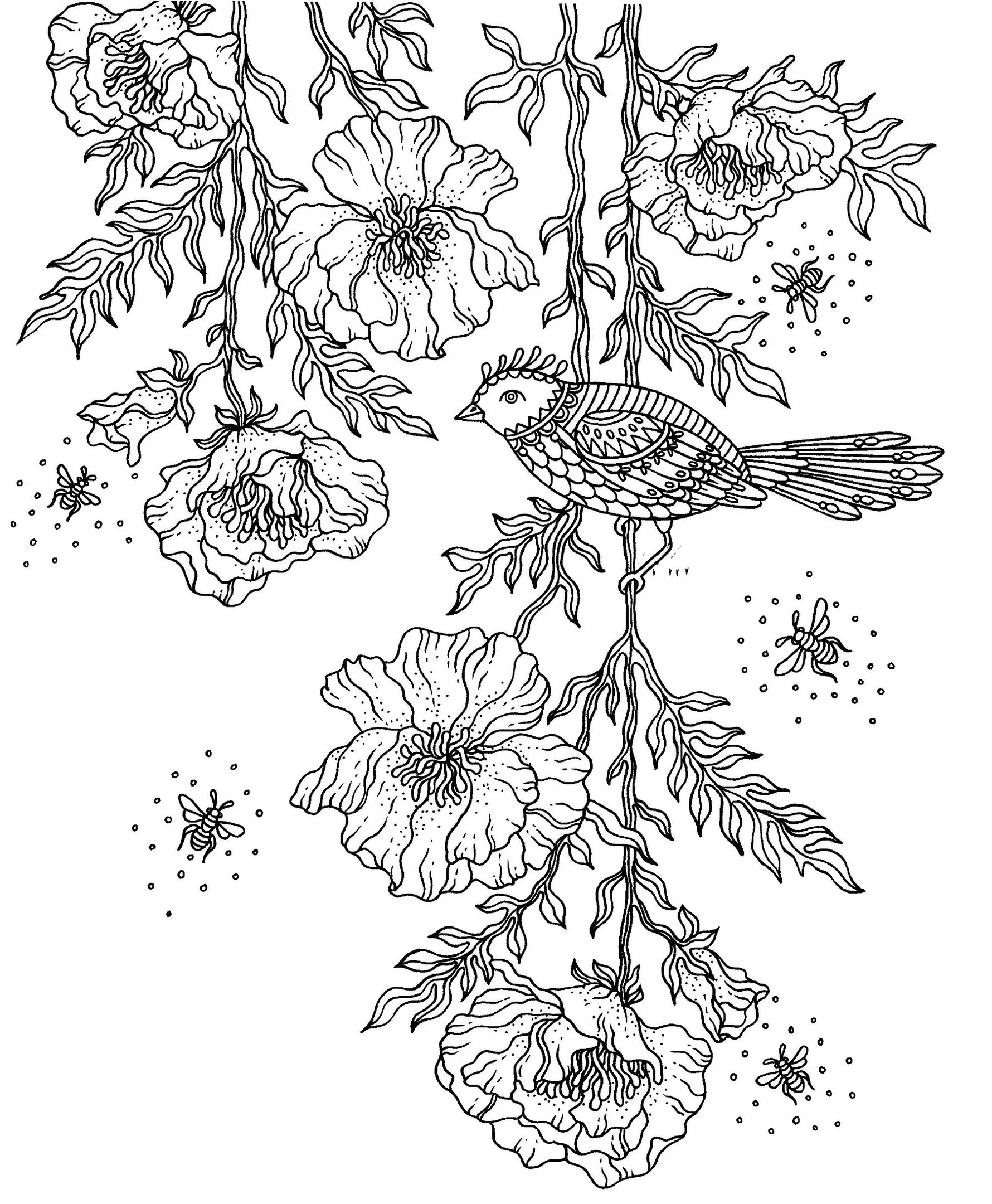 Sparkling winter bouquet coloring page