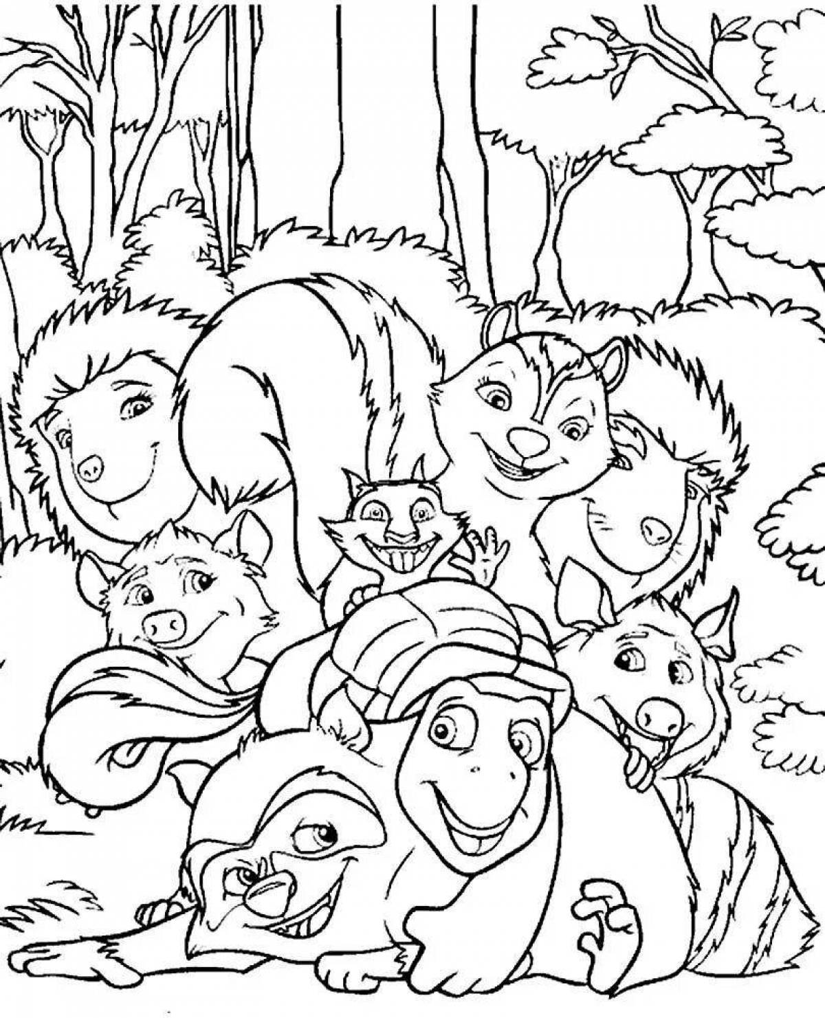 Adorable forest animal coloring page