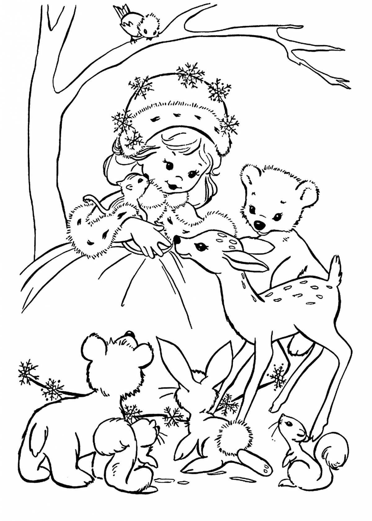 Coloring book of nice forest animals