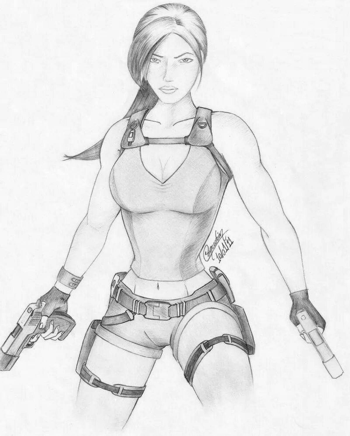 Adventurous lara croft coloring book