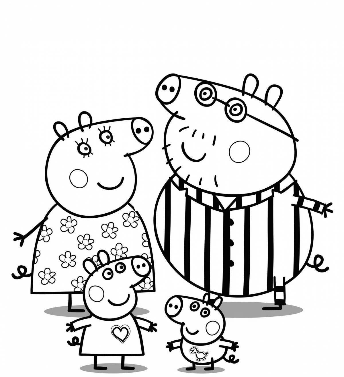 Coloring page playful peppa pig