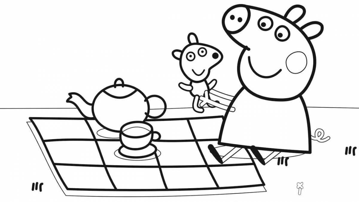 Coloring page glowing peppa pig