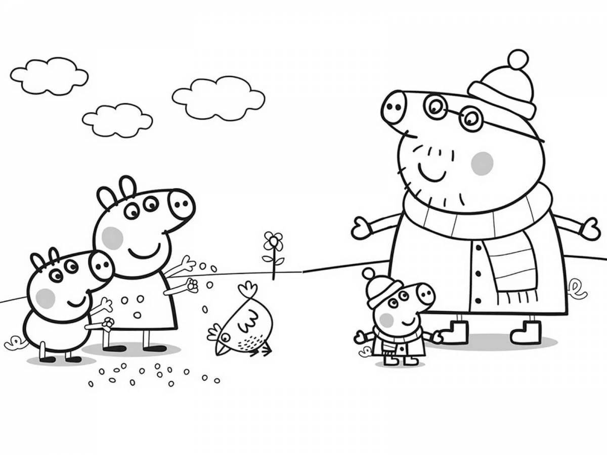 Peppa Pig coloring page filled with colors