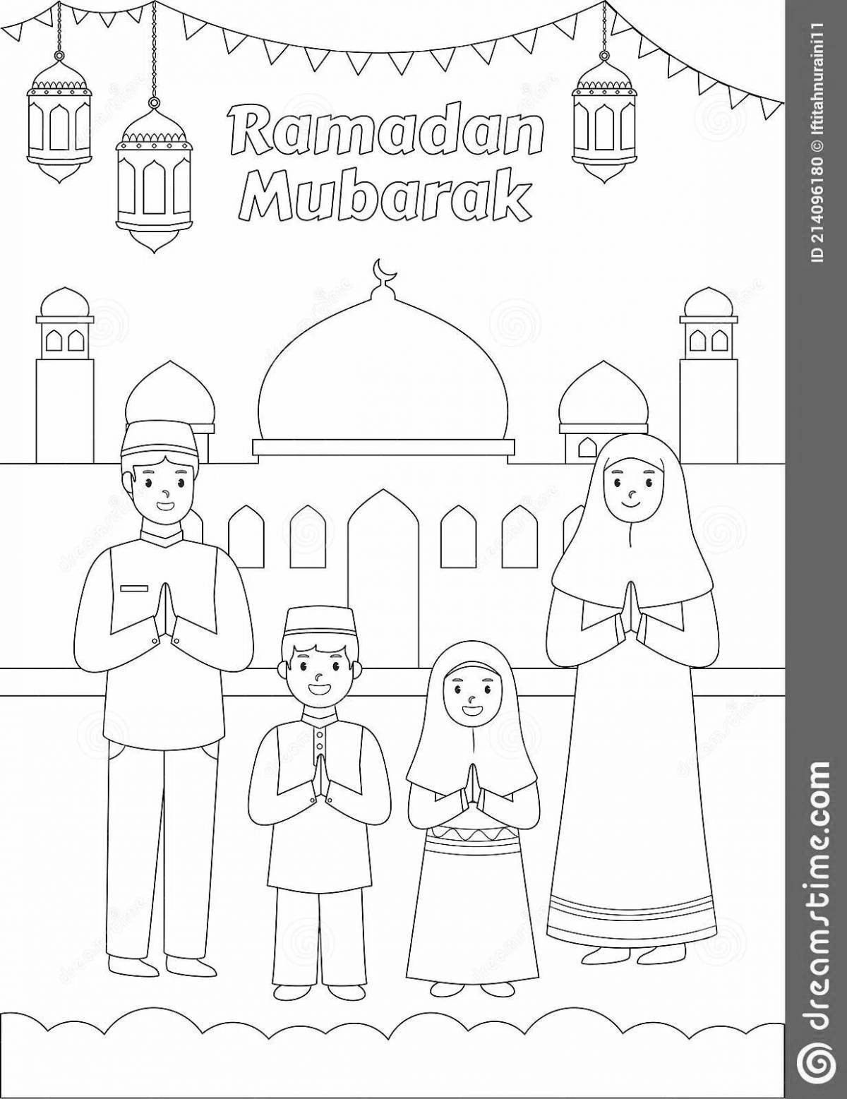 Colorful muslim family coloring book
