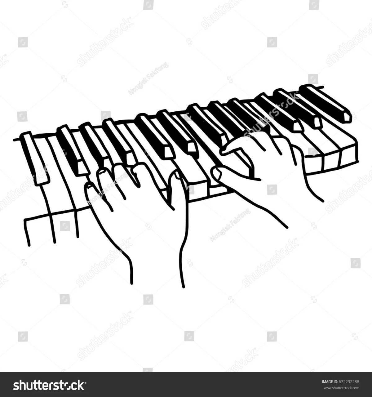 Coloring book shining piano keys