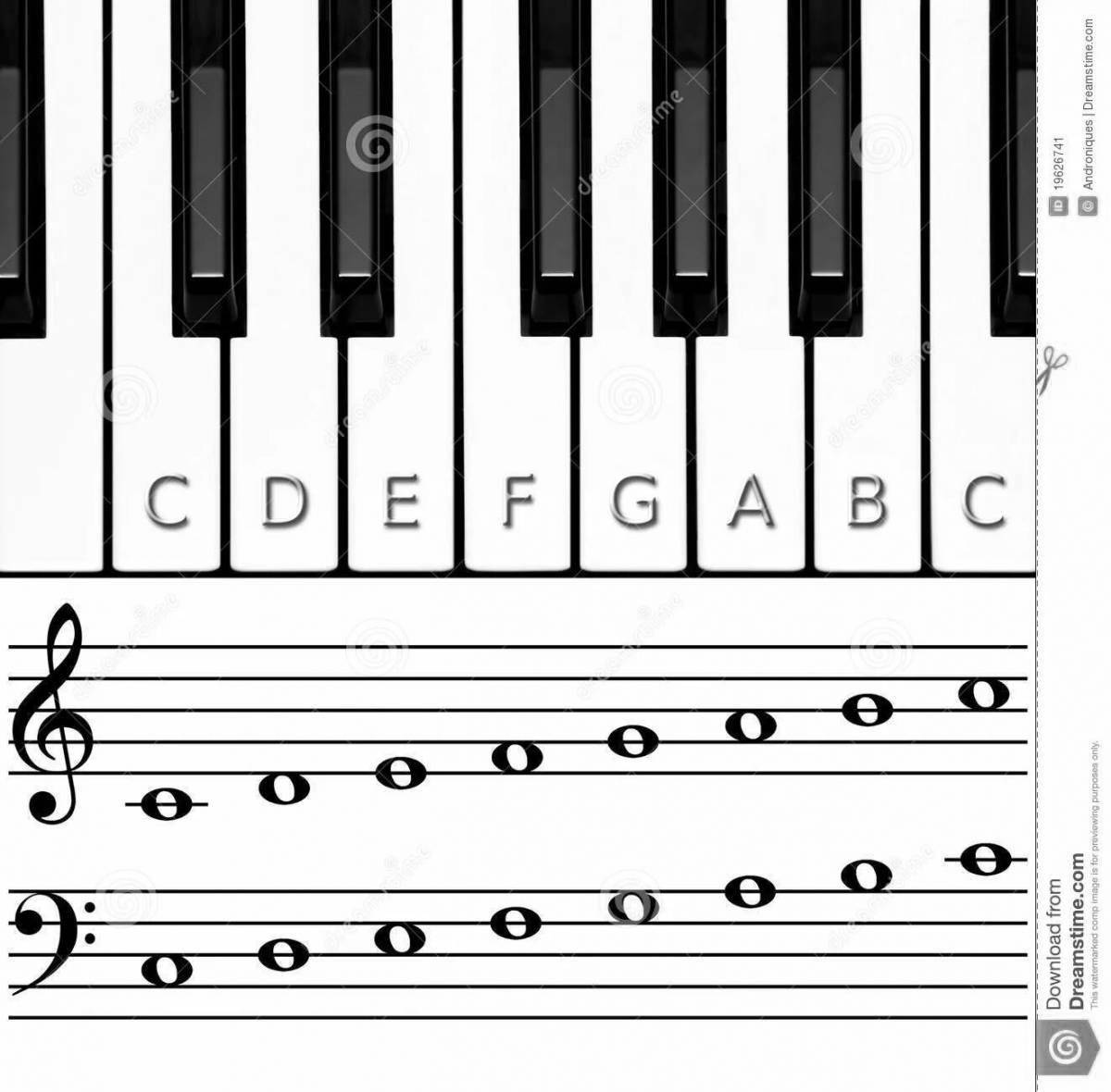 Coloring book exquisite piano keys
