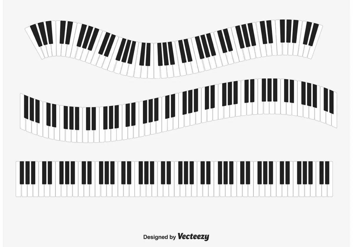 Coloring page glamor piano keys