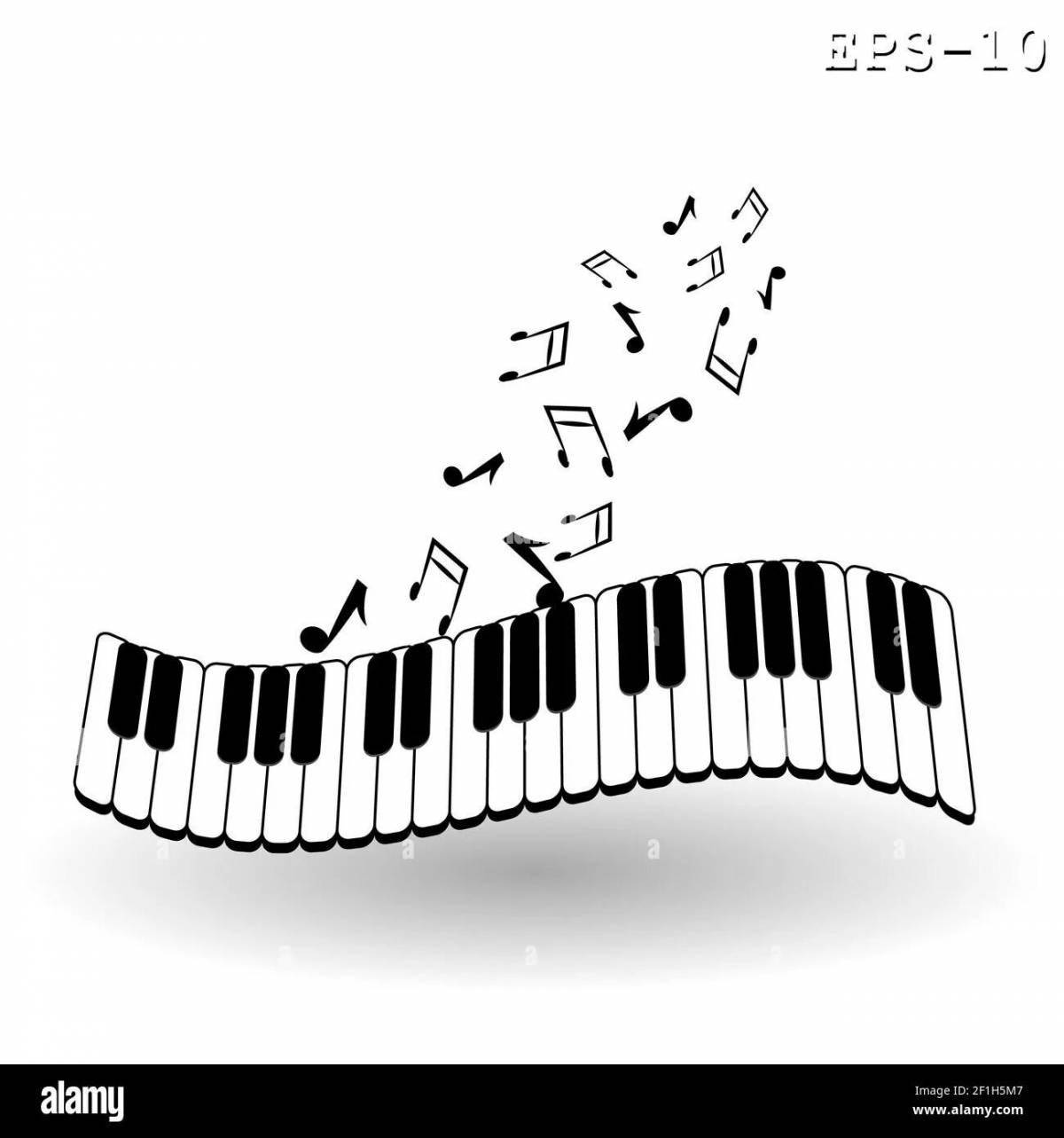 Раскраска клавиши пианино, наполненные радостью