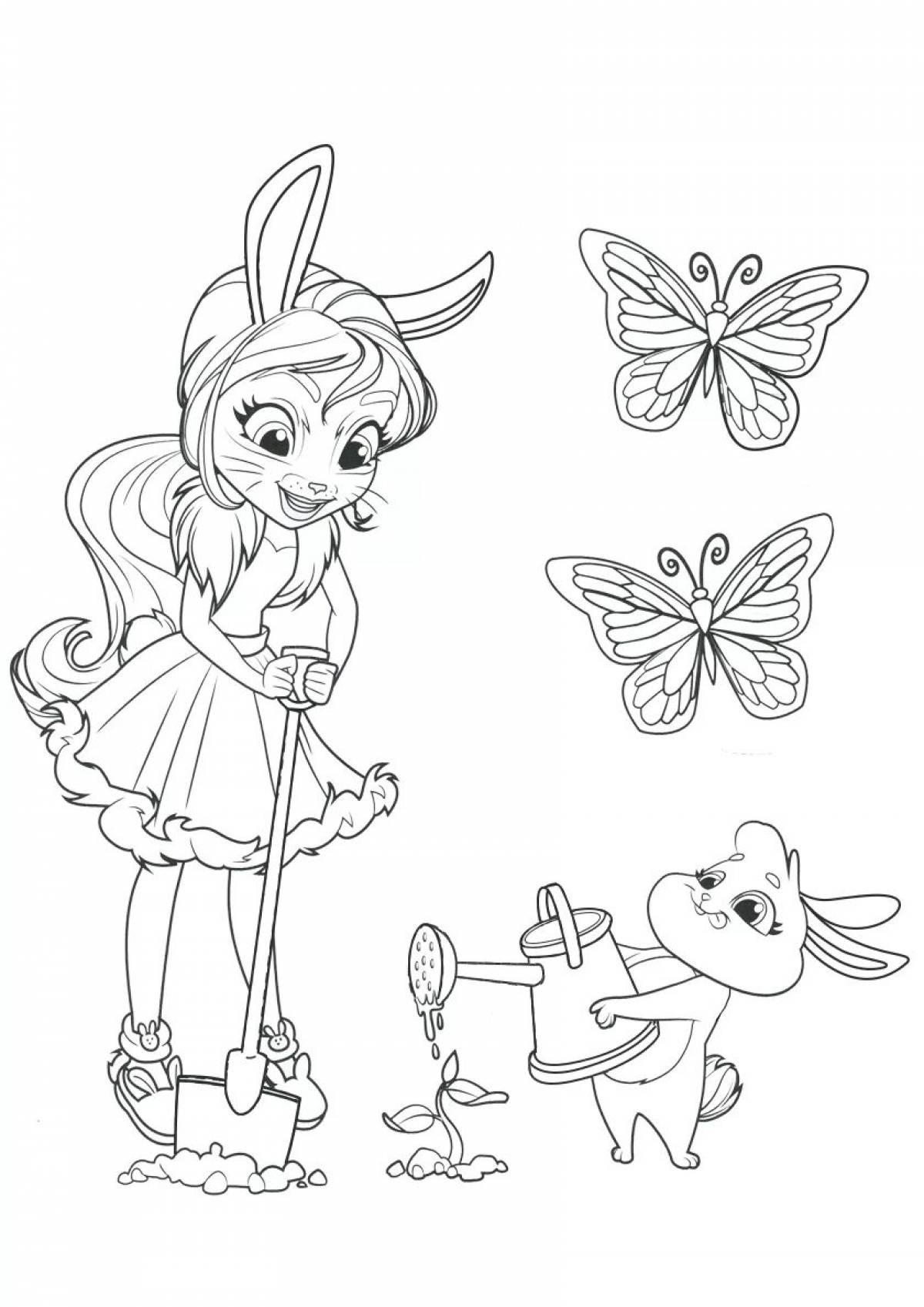 Outstanding rabbit coloring page