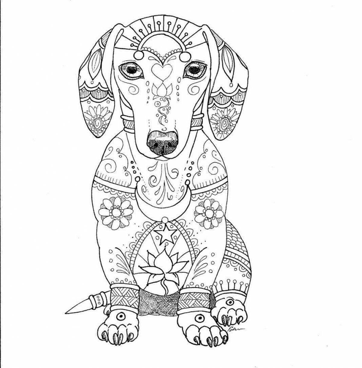 Coloring book sweet dachshund antistress