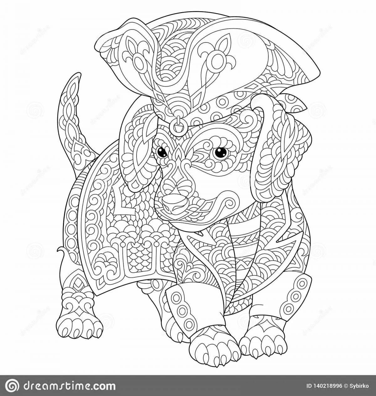 Coloring book calming dachshund antistress