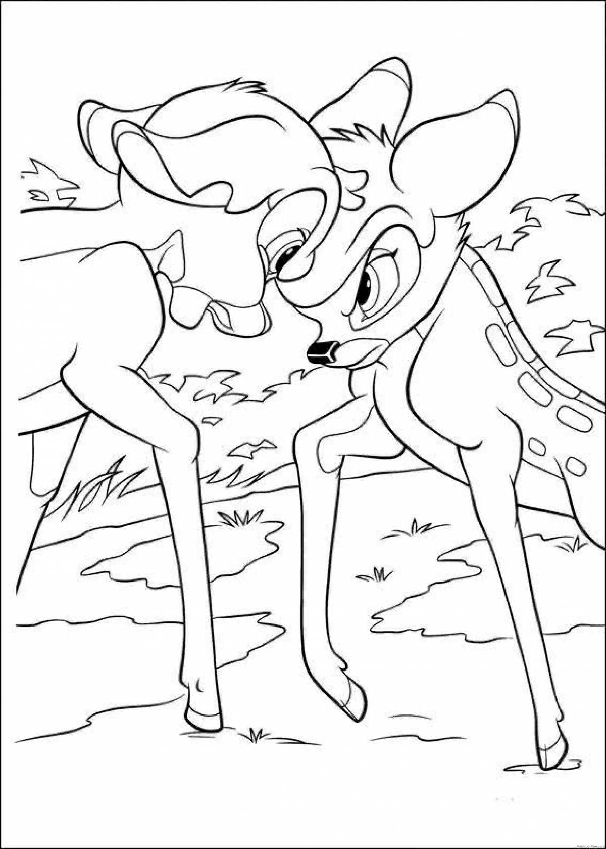 Colorful bambi coloring page 2