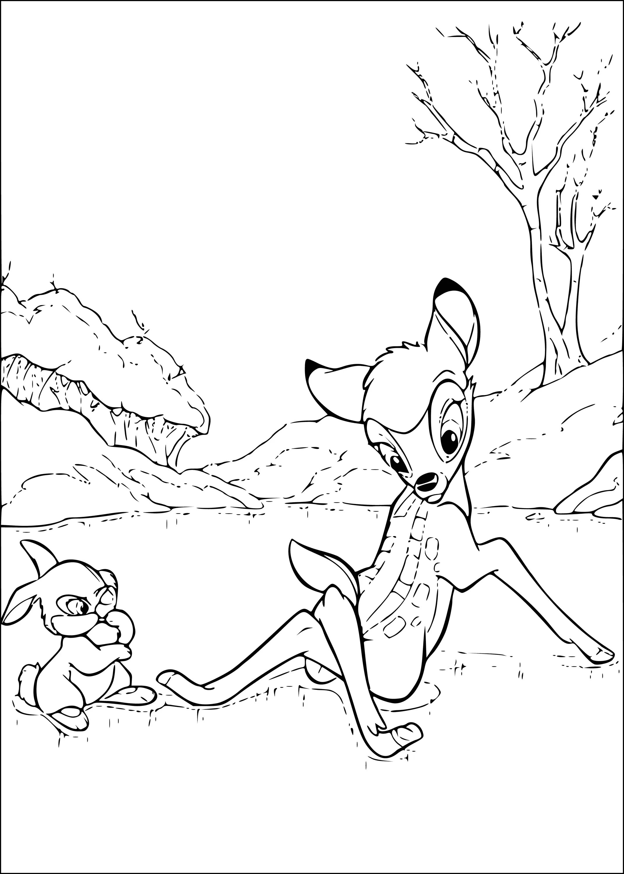 Beautiful bambi coloring page 2