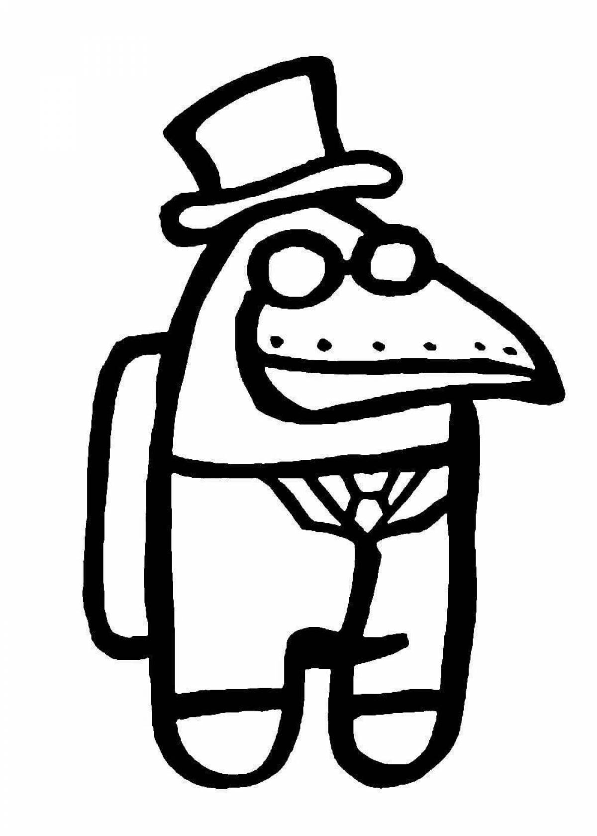 Coloring page bold amogus traitor