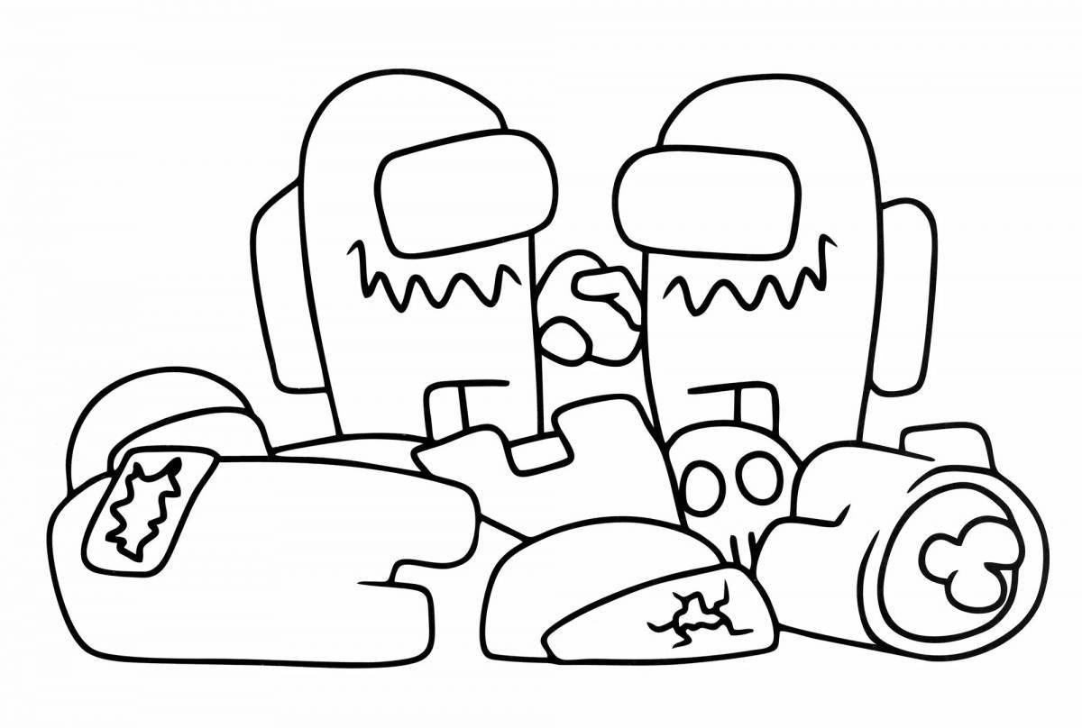 Coloring page dazzling amogus traitor
