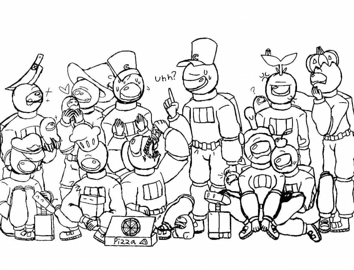 Artistic amogus traitor coloring page