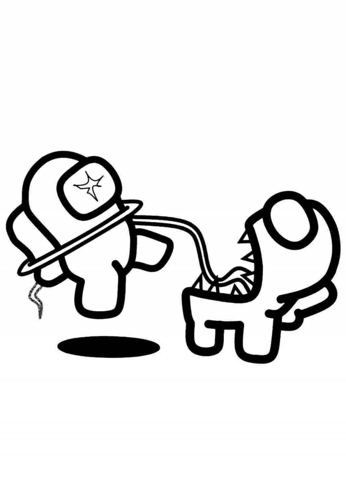 Coloring book humorous traitor amogus