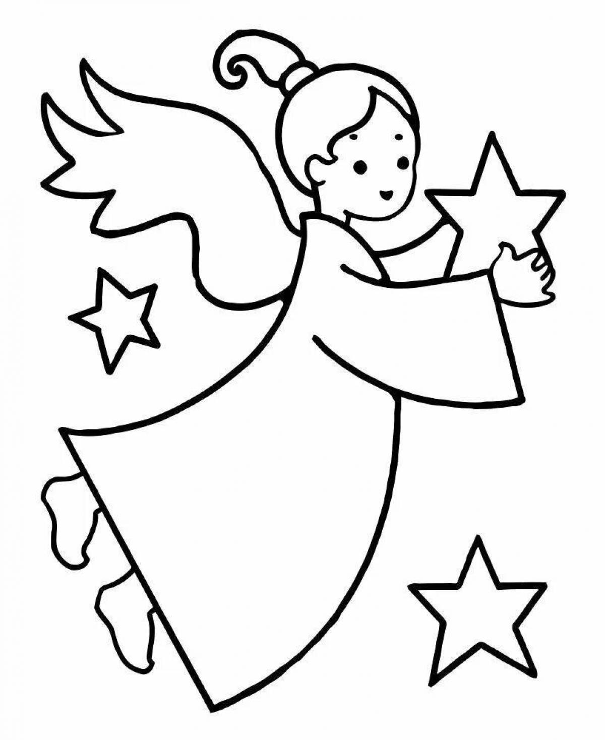 Glowing christmas angel coloring page