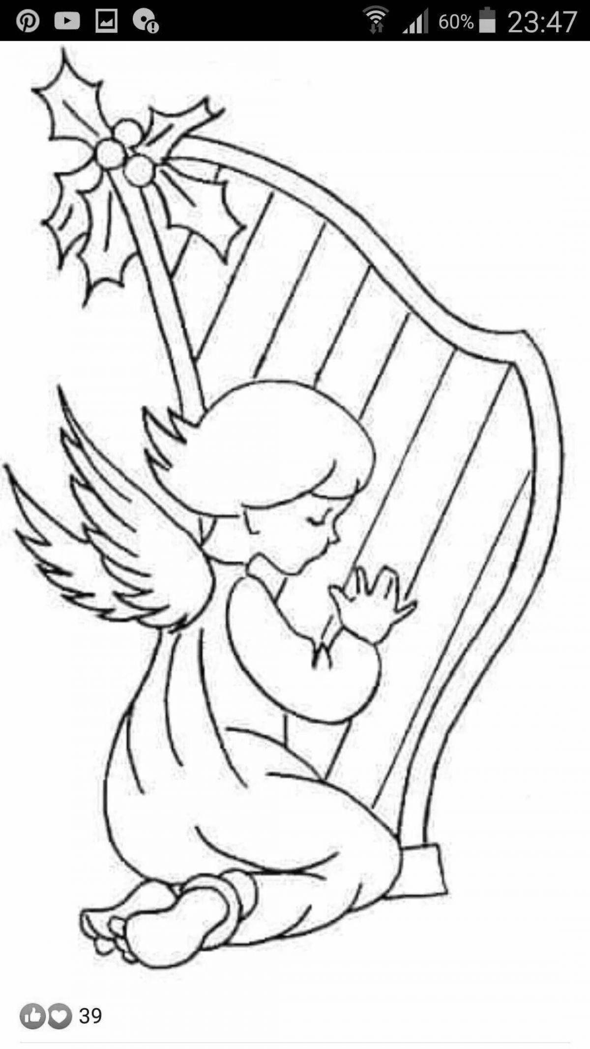 Coloring book bright Christmas angel