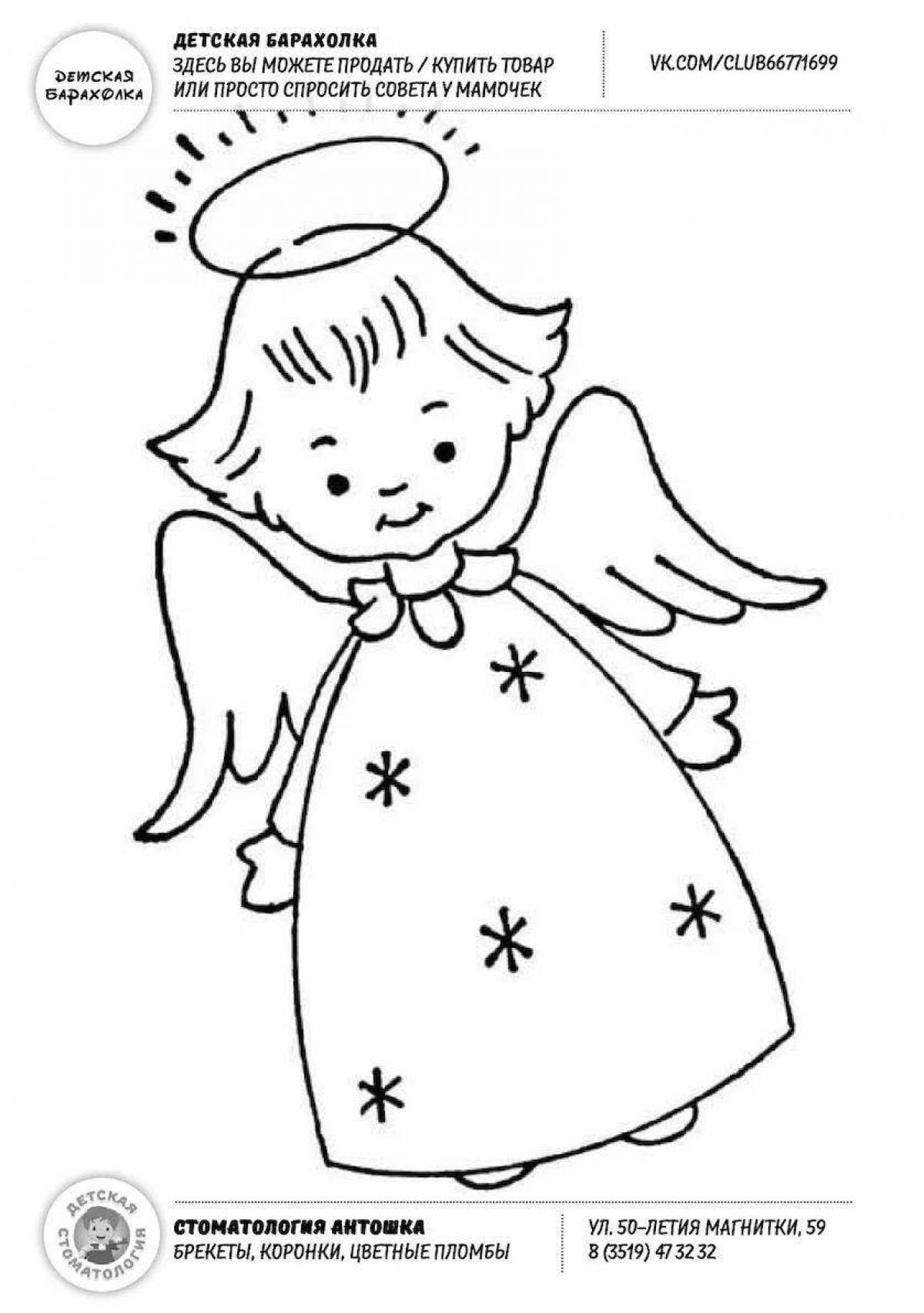 Colorful christmas angel coloring page