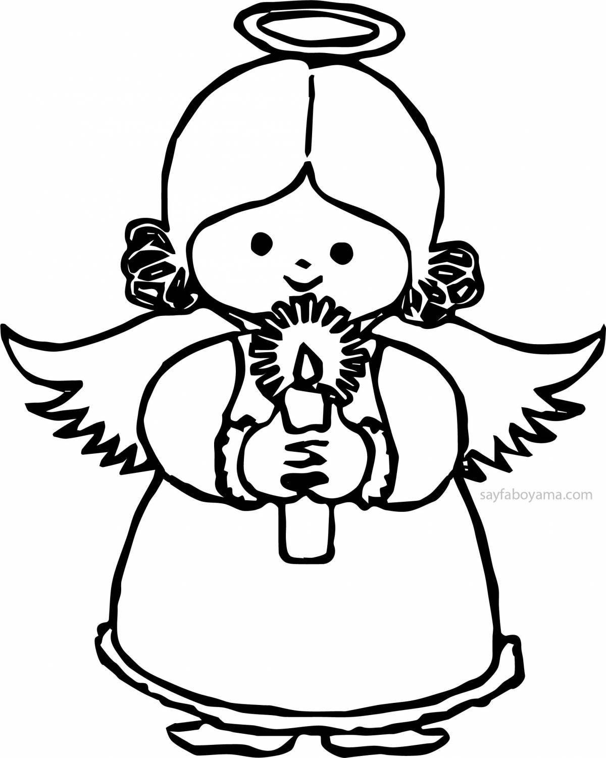 Анимированная страница раскраски «рождественский ангел»