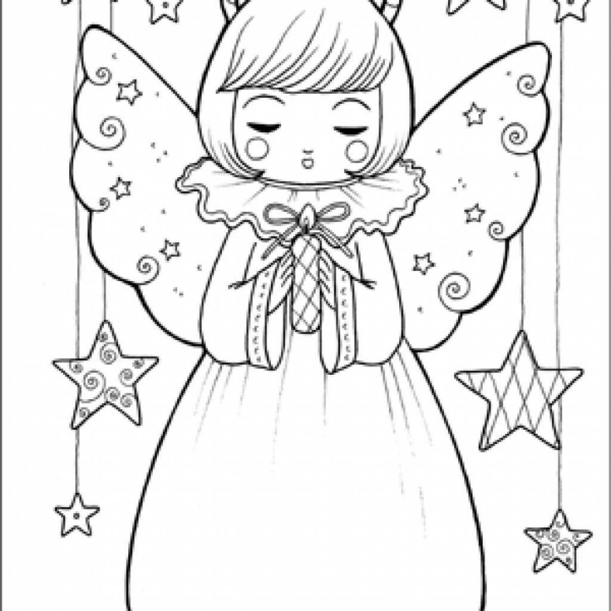 Sweet Christmas angel coloring page