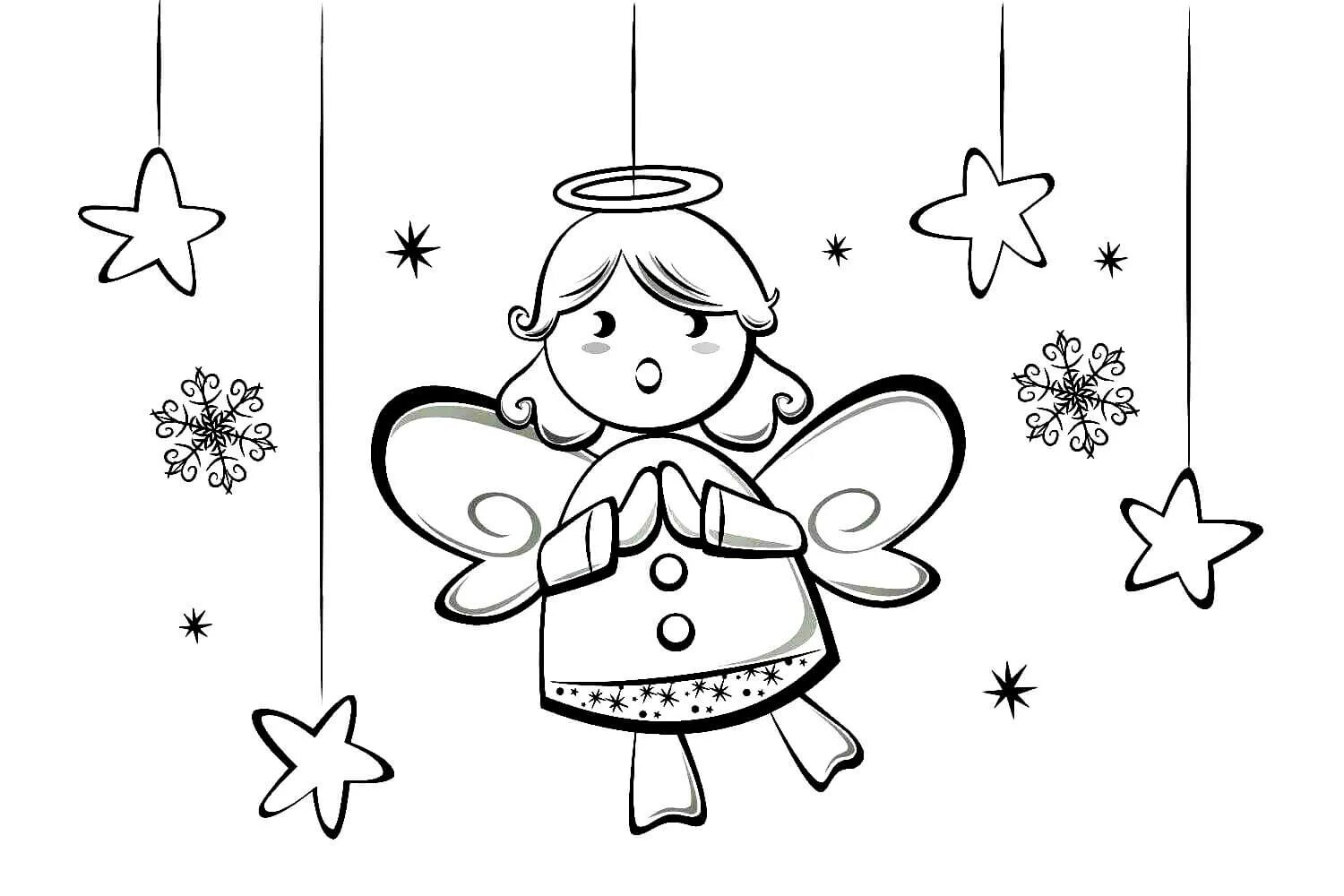 Coloring page lovely christmas angel